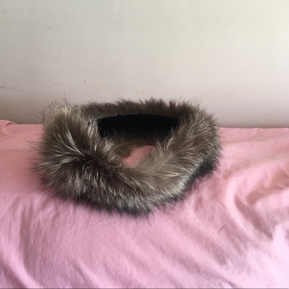 Gray mink headband